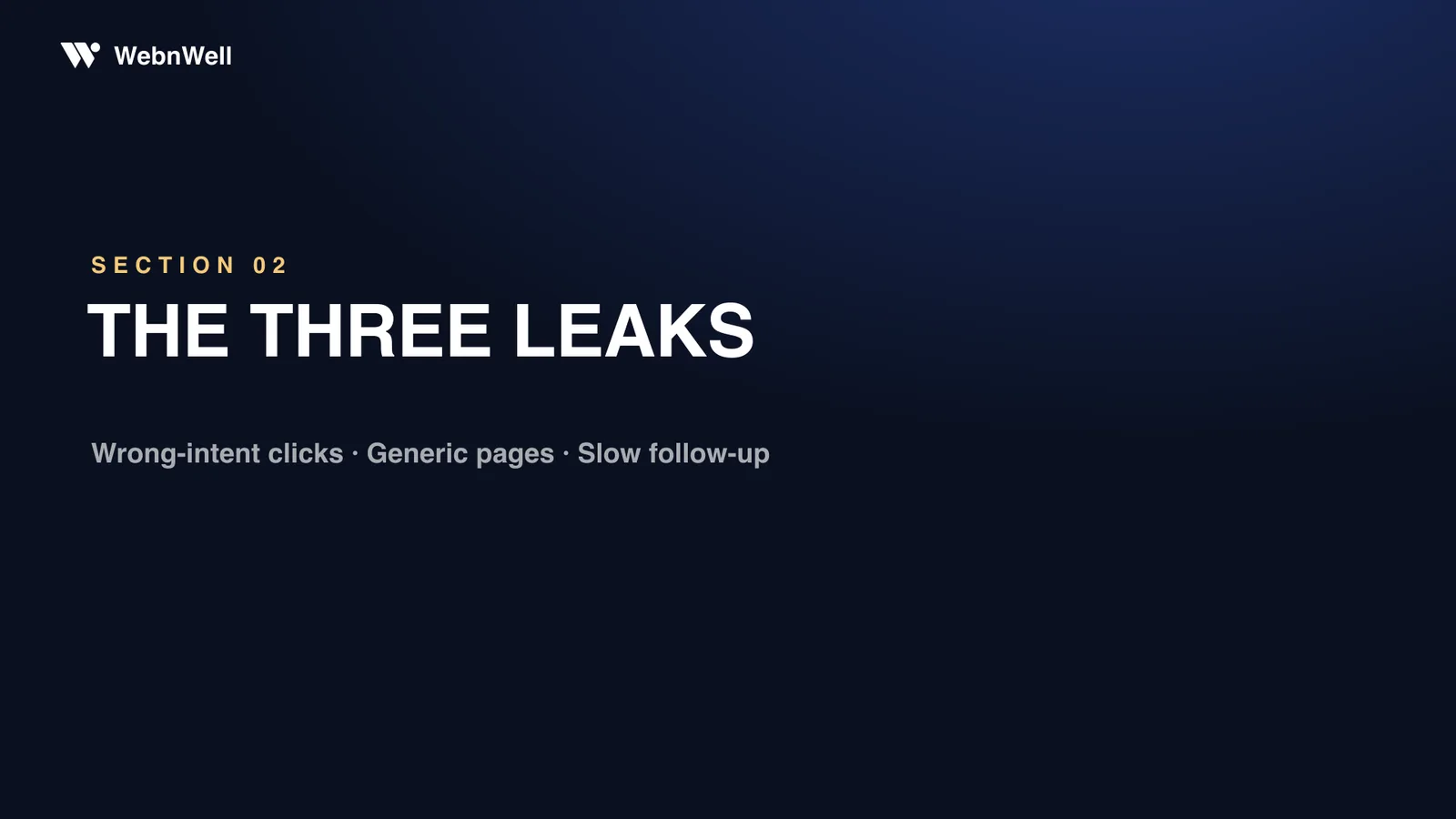 The three leaks: wrong-intent clicks, generic pages, slow follow-up