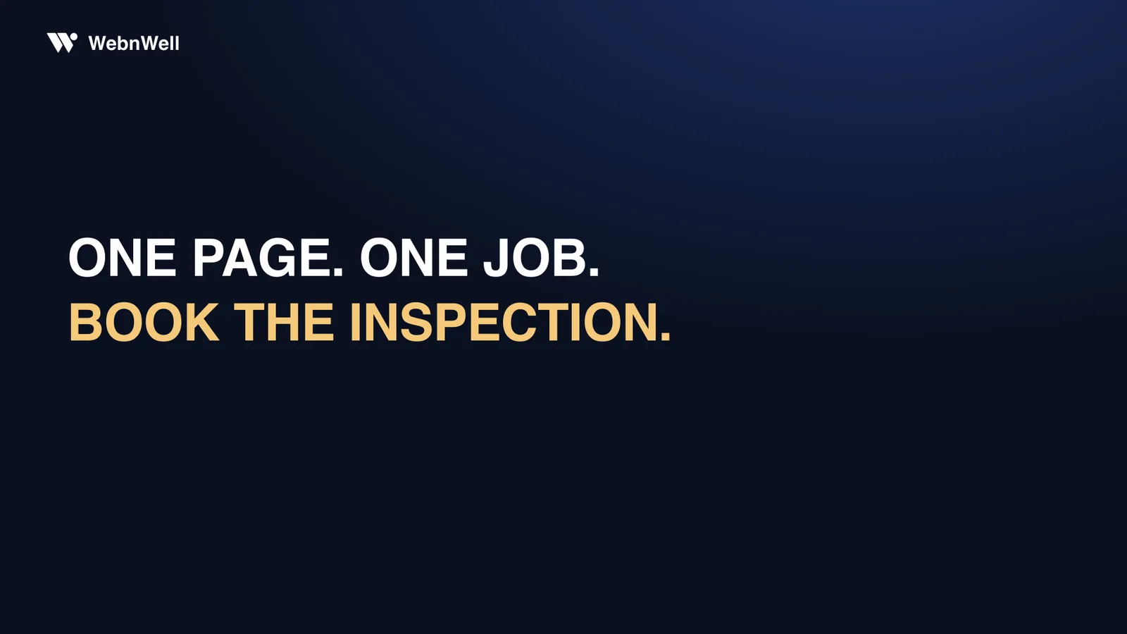 One page, one job: book the inspection